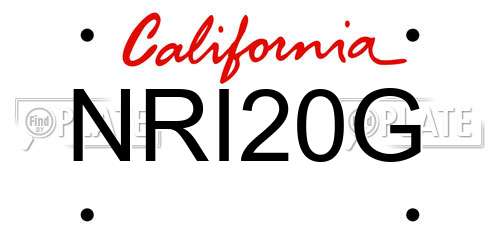 NRI20G California License Plate