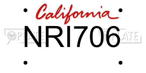 NRI706 California License Plate