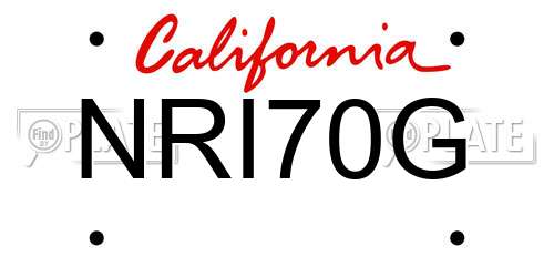 NRI70G California License Plate