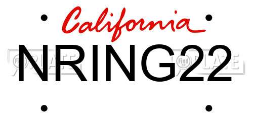 NRING22 California License Plate