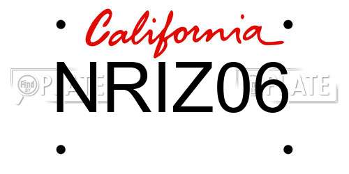 NRIZ06 California License Plate