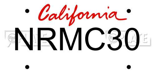 NRMC30 California License Plate
