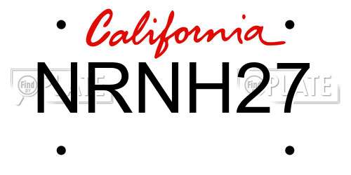 NRNH27 California License Plate