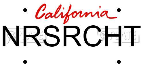 NRSRCHT California License Plate