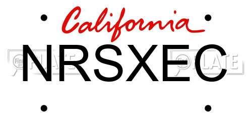 NRSXEC California License Plate