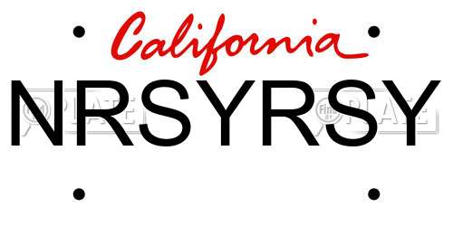 NRSYRSY California License Plate