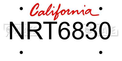 NRT6830 California License Plate