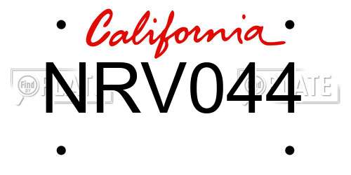 NRV044 California License Plate