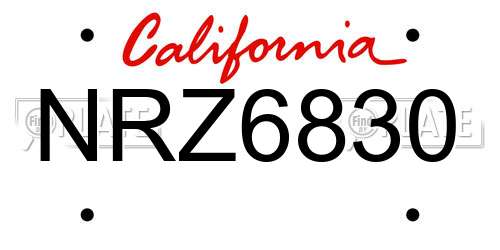 NRZ6830 California License Plate