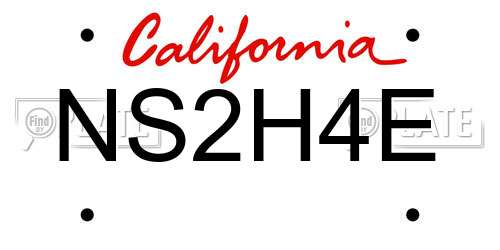 NS2H4E California License Plate