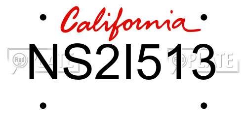 NS2I513 California License Plate