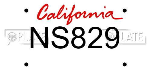 NS829 California License Plate