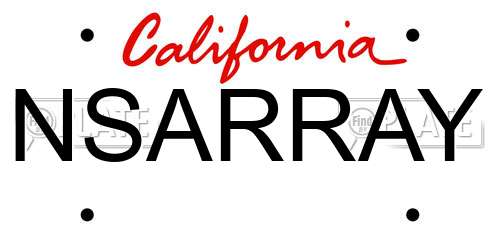 NSARRAY California License Plate