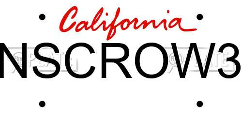 NSCROW3 California License Plate