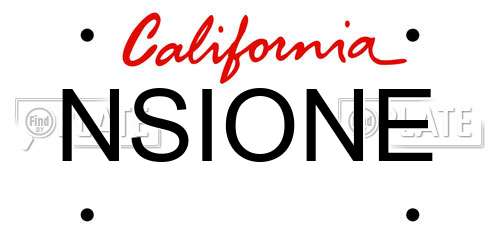 NSIONE California License Plate