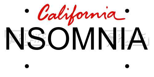 NSOMNIA California License Plate