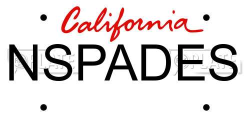 NSPADES California License Plate