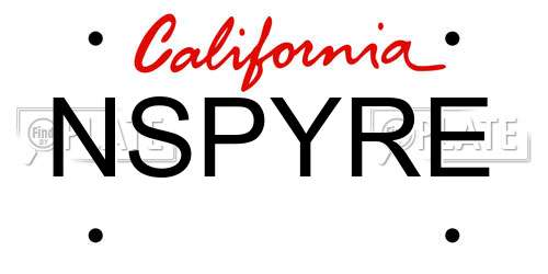 NSPYRE California License Plate