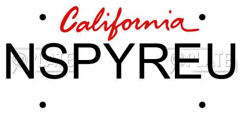 NSPYREU California License Plate