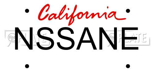 NSSANE California License Plate