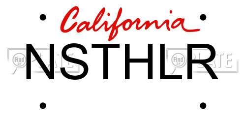 NSTHLR California License Plate