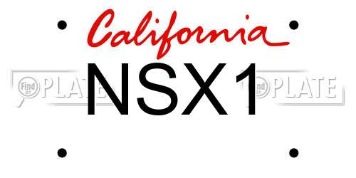 NSX1 California License Plate