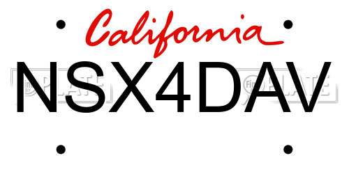 NSX4DAV California License Plate