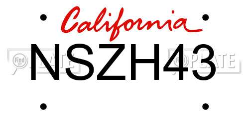 NSZH43 California License Plate