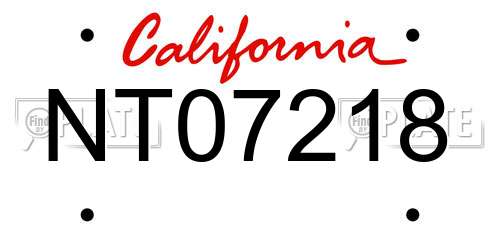 NT07218 California License Plate