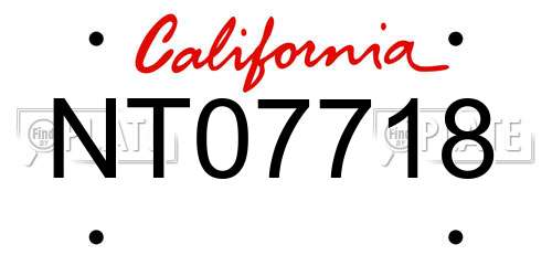 NT07718 California License Plate