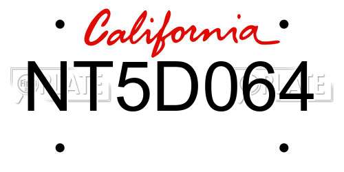 NT5D064 California License Plate