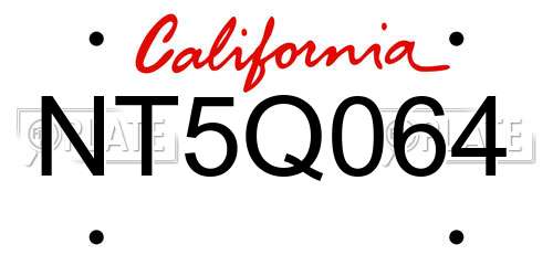NT5Q064 California License Plate