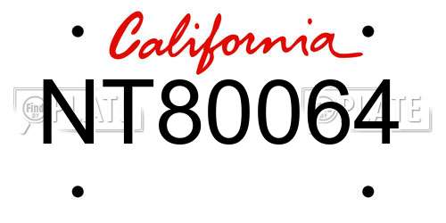NT80064 California License Plate