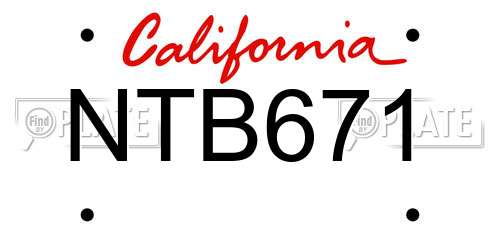 NTB671 California License Plate