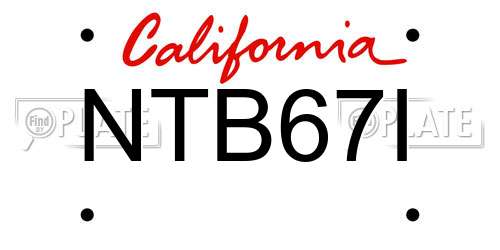 NTB67I California License Plate