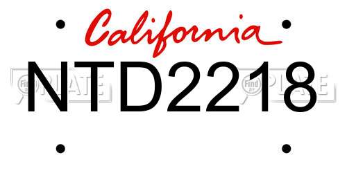 NTD2218 California License Plate