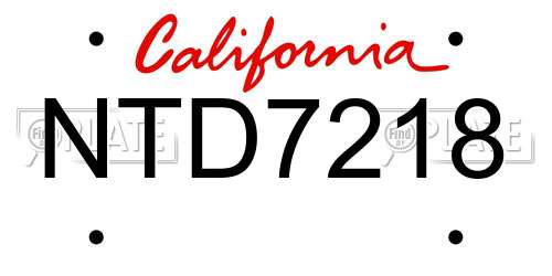 NTD7218 California License Plate