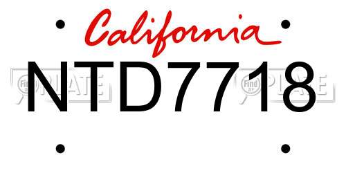 NTD7718 California License Plate