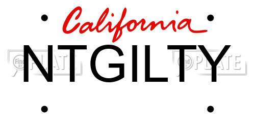 NTGILTY California License Plate