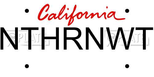 NTHRNWT California License Plate