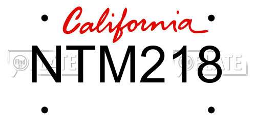 NTM218 California License Plate