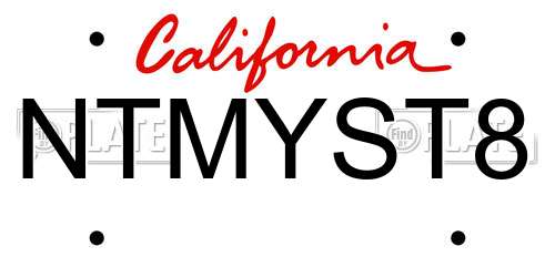 NTMYST8 California License Plate