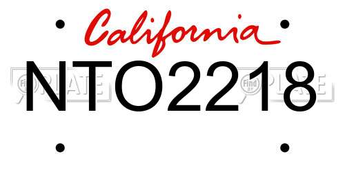 NTO2218 California License Plate