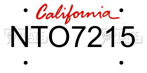 NTO7215 California License Plate