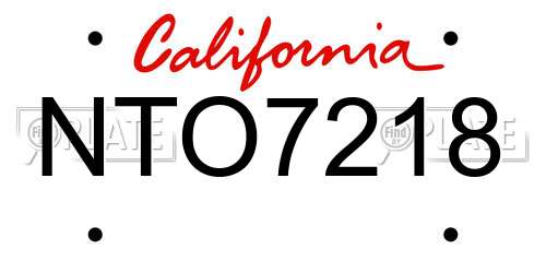 NTO7218 California License Plate
