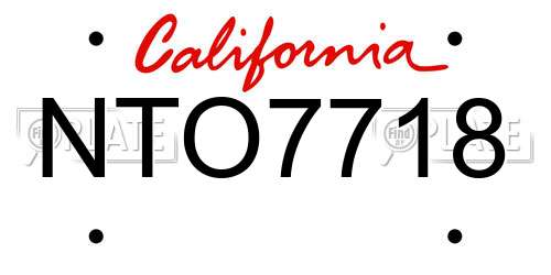 NTO7718 California License Plate