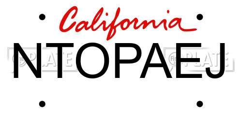 NTOPAEJ California License Plate