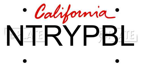 NTRYPBL California License Plate