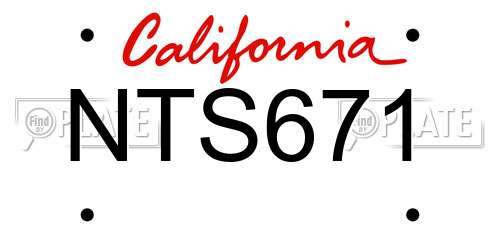 NTS671 California License Plate