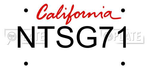 NTSG71 California License Plate